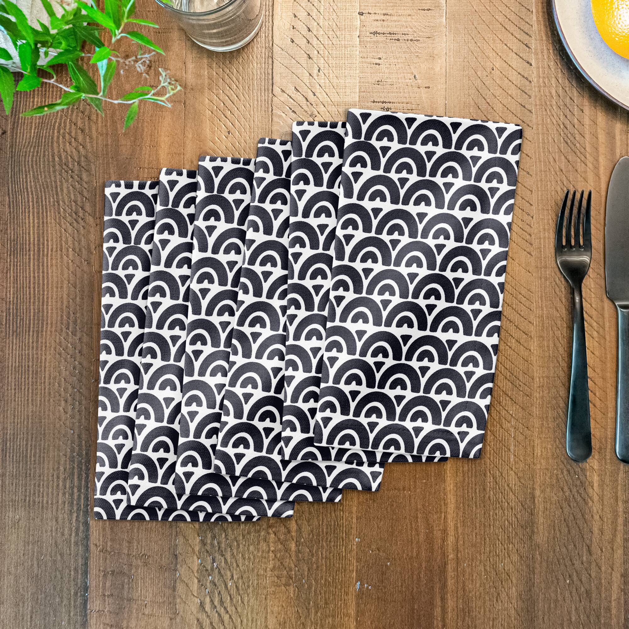 Navy Wavy Arch 10" x 10" Cotton Twill Napkin